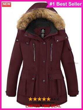 Plus Size Winter Parka Hooded Puffer Coat Waterproof Recycled